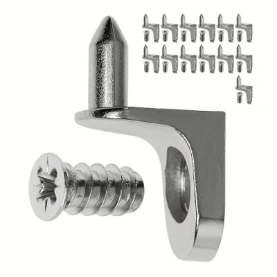Afbeelding van Plankdragers D5, 12 stuks, hoekplankdragers met pinnen en schroef, voor boorgaten een diameter van 5 mm, L vormige steun staal, plankhouder, stalen hoeksteun schroeven, bodemplank vorm