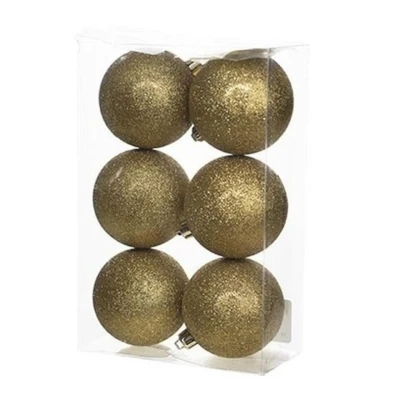 Afbeelding van Cos &amp; Trendy Kerstballen 6 stuks goud glitter 8 cm