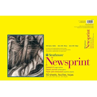Afbeelding van Strathmore 307 812 300 serie Newsprint Pad, Rough 12&quot;x18&quot; tape Bound, 50 vellen