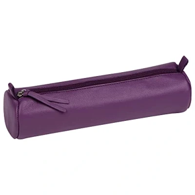 Afbeelding van Clairefontaine 410163C pennenetui rond, van lamsleer, Ø5,5 x 22 cm, 1 stuk, violet