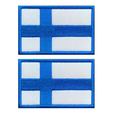 Afbeelding van 2 st. Finland vlag klittenband Tactisch Fins nationaal embleem, geborduurde patch met klittenbandsluiting, militair voor rugzakken kleding tassen uniform vest jersey reizen