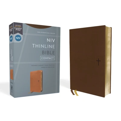 Afbeelding van NIV, Thinline Bible, Compact, Leathersoft, Brown, Red Letter, Comfort Print