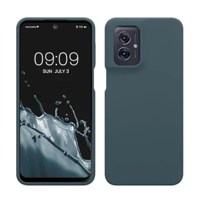 Afbeelding van kwmobile telefoonhoesje geschikt voor Motorola Moto G55 5G Hoesje met siliconen coating Smartphone case in leisteen