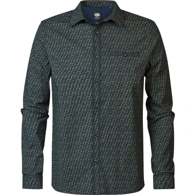 Afbeelding van Petrol Industries Heren All over Print Overhemd Nunapitchuk Blauw Maat S