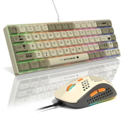 Afbeelding van MAMBASNAKE AJAZZ AK680 Mechanical Keyboard, 68 Key 60 Percent Hot Swappable Gaming Keyboard + 6 Adjustable DPI 6400 Mouse with RGB Light, for PC/Mac/Laptop Gamer (Red Linear Switch)