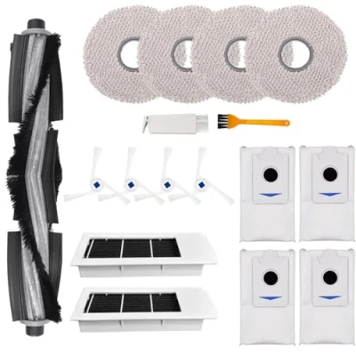 Afbeelding van 17 stuks accessoireset voor Ecovacs Deebot X2 / Omni Pro DEX86 stofzuiger vervangende onderdelen, 1 hoofdborstel, 2 hepa filters, 4 zijborstels, stofzakken, dweildoeken,
