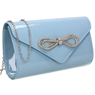 Afbeelding van SwankySwans Eloise Patent Dames Party Prom Bruiloft Avond Clutch Bag Portemonnee, Sereniteit