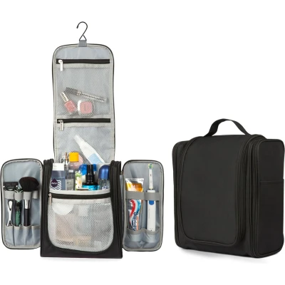 Afbeelding van TRVLMORE Toilettas XL Heren Dames Hangend met Haak Make up tasje Zwart