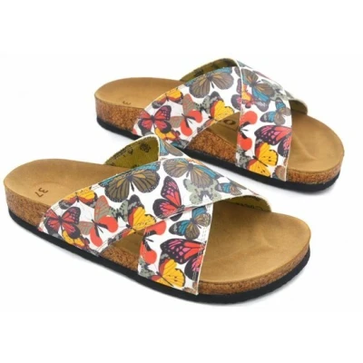 Afbeelding van Goby Butterfly Bliss Slippers Vegan Leer Handgemaakt Kleurrijk Vlinder Design Maat 37
