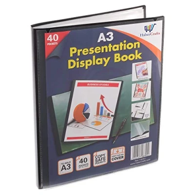 Afbeelding van A3 40 Pocket Display Boek Presentatie Folder Portfolio (80 Views) Project Certificaat Map Plastic Portefeuilles (1 Boek)