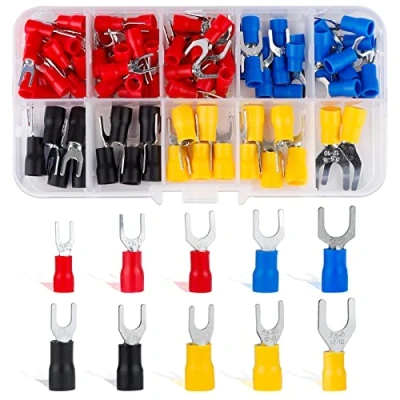 Afbeelding van Roosea Crimp Connectors Set 102 Stuks Geïsoleerde Krimpklemmen Kit Kabelschoenen krimpverbinders Krimp Connector Elektrische Terminals Vork Terminal voor Instrumenten Kabels