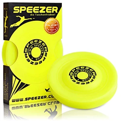 Afbeelding van SPEEZER® Mini Frisbee de neon gele werpschijf is het outdoor plezier voor iedereen klein en zacht past slimme schijf in elke broekzak werpspel kinderen of professionals