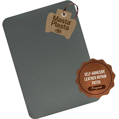 Afbeelding van MastaPlasta Extra grote instant zelfklevende lederen reparatiepatch GRIJS XL 28x20cm. KIES KLEUR. Stick on reparatie voor bekleding, autostoeltjes, tassen, banken en meer…