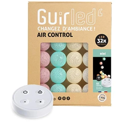 Afbeelding van GuirLED Lichtsnoer met ballen van katoen, led, USB, draadloze afstandsbediening, nachtlampje voor baby&#039;s, 2 uur netadapter A inbegrepen 4 intensiteiten 32 3,2 m baby