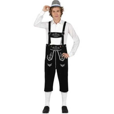 Afbeelding van Fiestas Guirca Lederhose Tyrolean Zwart/ wit maat M (48 50)