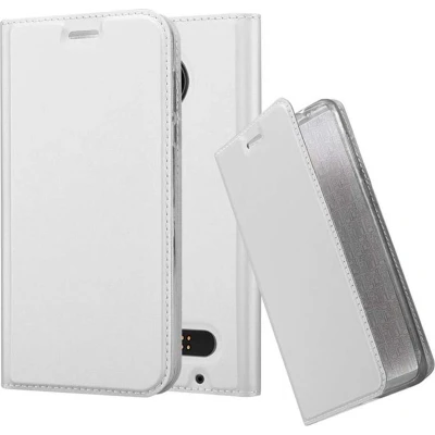 Afbeelding van Cadorabo Hoesje geschikt voor Motorola MOTO Z2 in CLASSY ZILVER Beschermhoes met magnetische sluiting, standfunctie en kaartvakje Book Case Cover Etui
