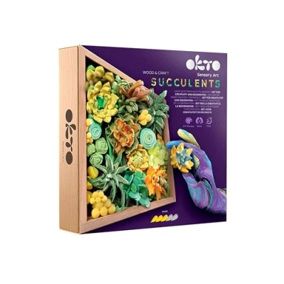 Afbeelding van 3Okto 3D kunstwerk Sensory Art Wood&amp;craft creative set succulents Klei artist