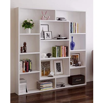 Afbeelding van Homidea Venus Boekenkast staand rek kantoorrek tiel voor woonkamer/kantoor in modern design (wit/wit)