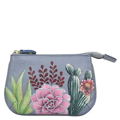 Afbeelding van Anuschka Leren damesportemonnee echt zacht leer handbeschilderd, originele kunst, Desert Garden, Eén maat, vintage
