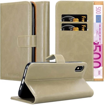 Afbeelding van Cadorabo Hoesje geschikt voor Apple iPhone XS MAX in CAPPUCCINO BRUIN Beschermhoes met magnetische sluiting, standfunctie en kaartvakje Book Case Cover Etui