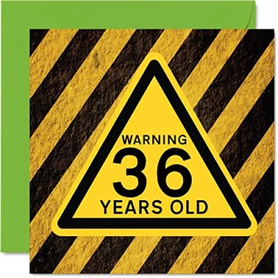 Afbeelding van Leuke 36e verjaardagskaarten voor mannen vrouwen Waarschuwing Happy Birthday Card papa mama zoon dochter broer zus oom tante neef, 145 mm x grappige humor grap wenskaarten