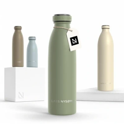 Afbeelding van LARS NYSØM &#039;Ren&#039; Roestvrijstalen drinkfles 500ml BPA vrij geïsoleerde waterfles 0,5 Liter Sage