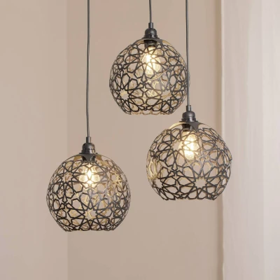 Afbeelding van Alessi 3 lichts hanglamp trap D65cm Metaal Zwart Menzzo