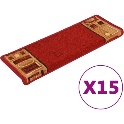 Afbeelding van Trapmatten zelfklevend 15 st 65x21x4 cm rood