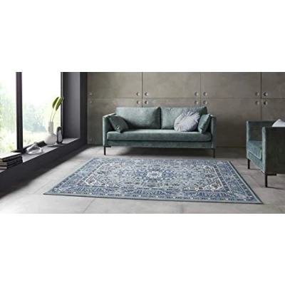 Afbeelding van Vloerkleed Isfahan 80x150cm Blauw Vintage 123vloerkleed.nl is de online webshop voor vloerkleden en woonaccessoires.