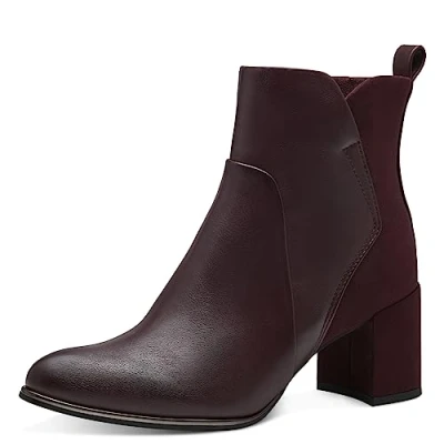 Afbeelding van Marco Tozzi Korte laarzen, Dames, Maat: 37, Bordeaux comb Textiel/ synthetisch