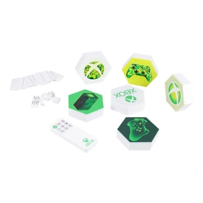 Afbeelding van Paladone Hexagon led verlichting, Xbox vrijstaand of voor wandmontage, aanpasbare decoratie de speelkamer met afstandsbediening lichtwisseling en muziekreactieve modi