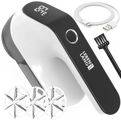 Afbeelding van LEBENLANG Lint Shaver elektrisch pluisscheerapparaat, 2000 mAh, incl. LED display en reinigingsborstel, tot 2 uur looptijd, stofscheerapparaat,