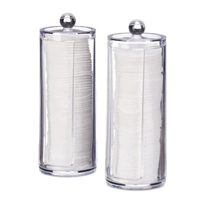 Afbeelding van Relaxdays wattenschijfjeshouder wattendispenser set van 2 deksel voor 50 pads