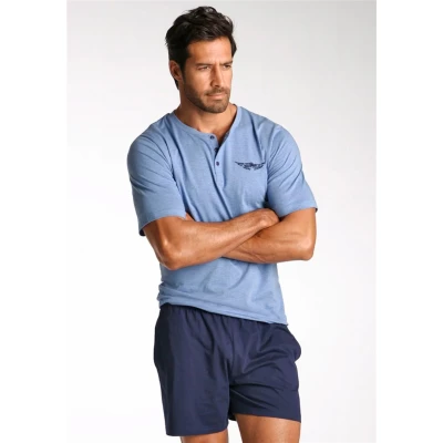 Afbeelding van AUTHENTIC LE JOGGER Shortama met knoopsluiting (2 delig, 1 stuk)