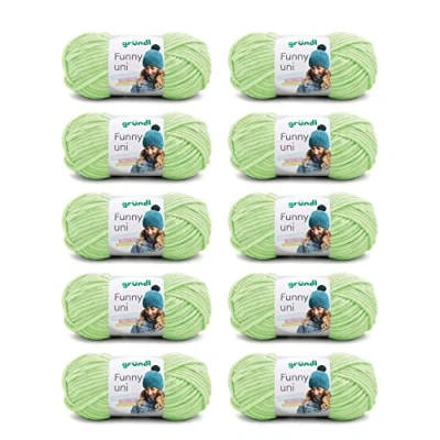 Afbeelding van Gründl Funny uni brei en haakgaren (fluweelachtig chenille garen van 100% polyester, 10 x 100 g / 120 m, naalddikte: 5 6), lichtgroen