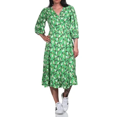 Afbeelding van ONLY Onlolivia 3/4 WRAP Jurk WVN NOOS Midi jurk, Wintergroen/Sola Bloem, XXS, XXS