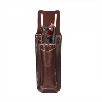 Afbeelding van TOURBON Echt Lederen Tuingereedschap Riem Pouch Tuinieren Tool Holster voor Vouwen Snoeizaag Tang Scharen Snoeischaar Mes Case