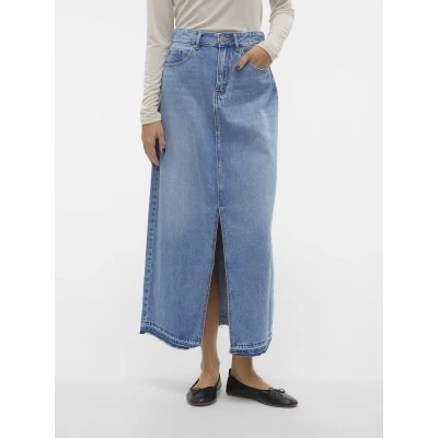 Afbeelding van Vero Moda Vmzayla SLIT LONG Skirt Jeansrok, Dames, Maat: Medium, Medium blue denim