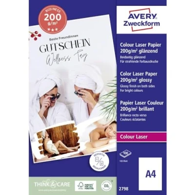 Afbeelding van Avery Zweckform Premium Laser Papier hochglänzend 2798 Laserprintpapier DIN A4 200 g/m² 100 vellen Wit