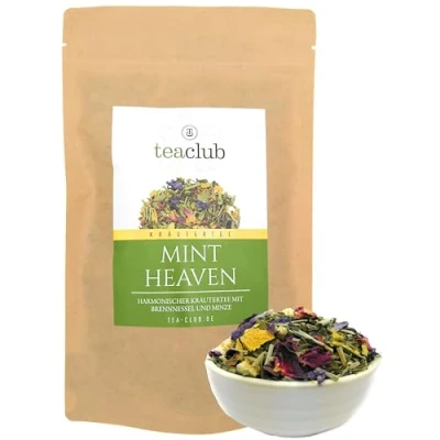 Afbeelding van Mint Heaven Basic Kruidenthee los 500g, kruidentheemelange met brandnetel citroengras munt, alkaliserende wellnessthee, TeaClub