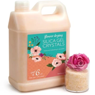 Afbeelding van LotFancy silicagel voor het drogen van bloemen, 2,72 kg, met indicator, herbruikbaar droogmiddel, fijne kristallen &lt; 1 mm bloemen