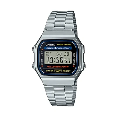 Afbeelding van Casio A168WA 1YES Horloge Retro Classic zilverkleurig