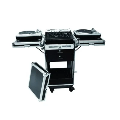 Afbeelding van Roadinger flightcase 19 inch dj met tafel op wielen TA 1, 18U