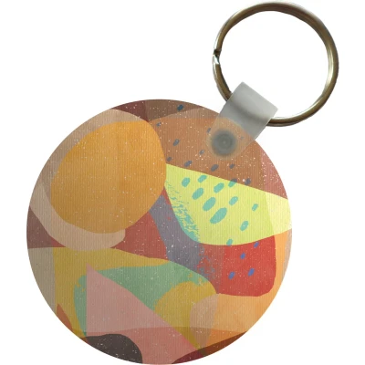 Afbeelding van Sleutelhanger Abstract Kunst Regenboog Pastel Plastic Rond Uitdeelcadeautjes