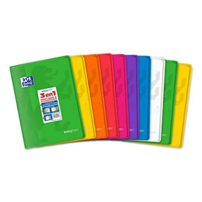 Afbeelding van OXFORD EasyBook Notitieboek, A4 formaat, 21 x 29, 7 cm, 96 pagina&#039;s, grote ruitjes, Seyès, 90 g, verschillende kleuren, 10 stuks