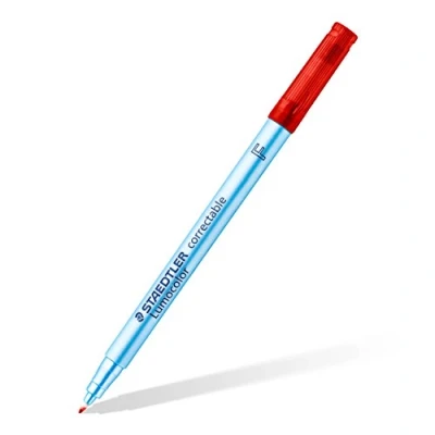Afbeelding van STAEDTLER 305 F 2 Lumocolor correctable foliestift punt, circa 0,6 mm, 10 stuks in kartonnen etui, rood