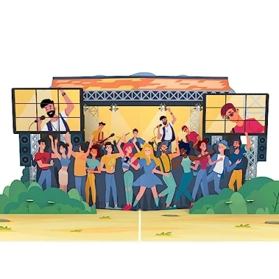 Afbeelding van MOKIO® Pop Up Kaart Concert/Festival 3D wenskaart voor een verjaardag, Verjaardagskaart