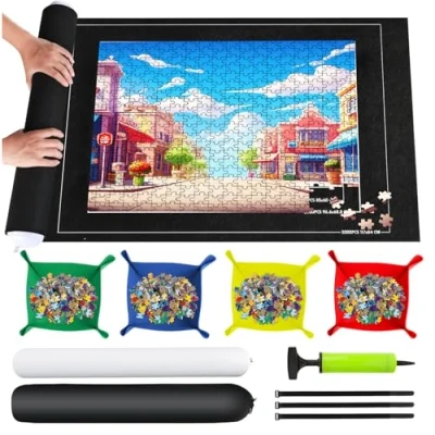 Afbeelding van TNOMSNO puzzelmat, 2000 stukjes, rol vilt, 2000, 1500, 1000 draagbaar, puzzelblad met 4 puzzelsorteerders, opbergmat voor puzzel