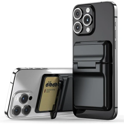 Afbeelding van Mag Safe Kaarthouder voor mobiele telefoon, afneembaar, robuust, magnetisch, met standaard, portemonnee iPhone 16, 15, 14, 13, 12 Pro Max Plus, zwart