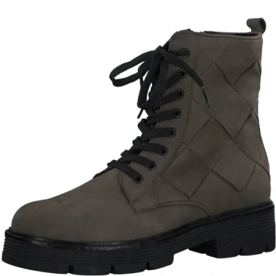 Afbeelding van Marco Tozzi Dames 2 25223 29 lederen veterlaarsjes, olijf comb, 38 EU
